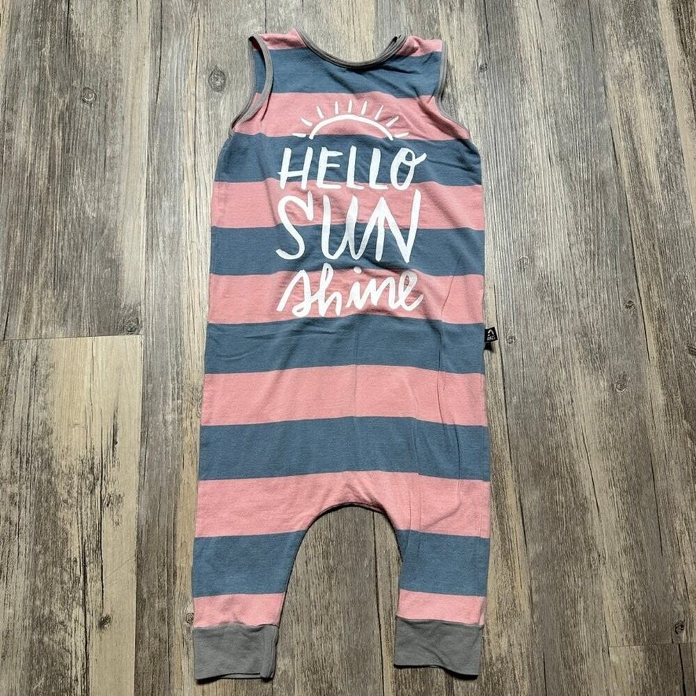 RAGS One-Piece Romper Pink Blue Striped 3/4 Sleeveless Cotton Modal